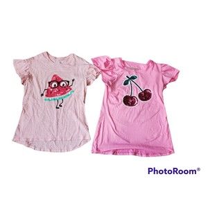💚4/$20 Lot Of 2 Girls Size 10-16 Large Fruit Shirts Clothing Wonder Nation